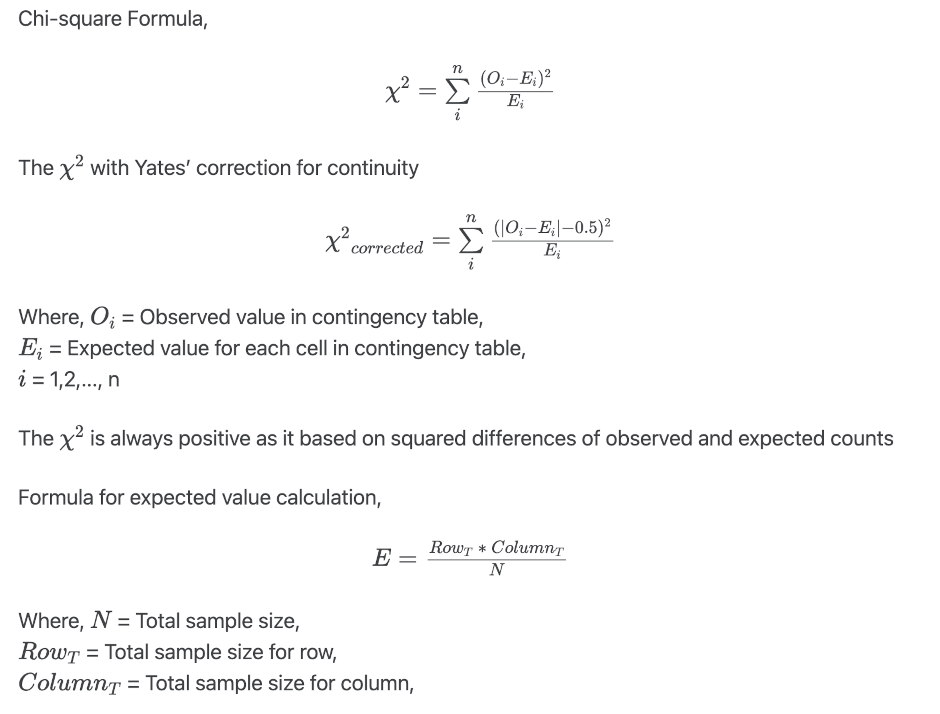 Pearson Chi-squared Formula