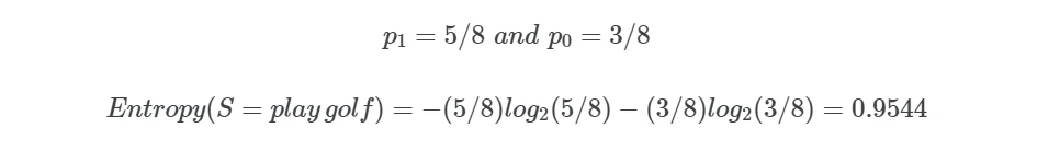 Decision tree entropy example