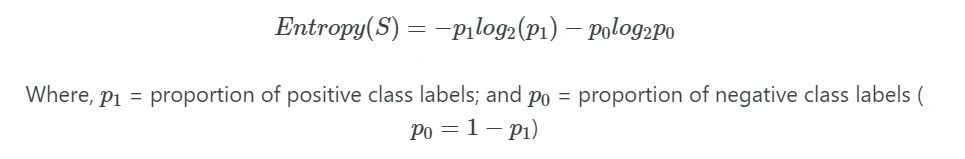 Decision tree entropy formula