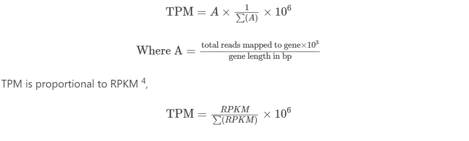 TPM formula, and TPM and RPKM interconversion