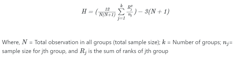 Kruskal-Wallis test formula