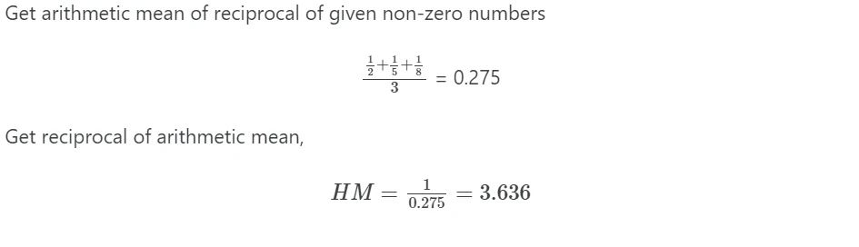 steps in harmonic mean calculation