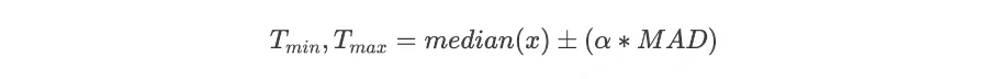 Median and Median Absolute Deviation (MAD) formula