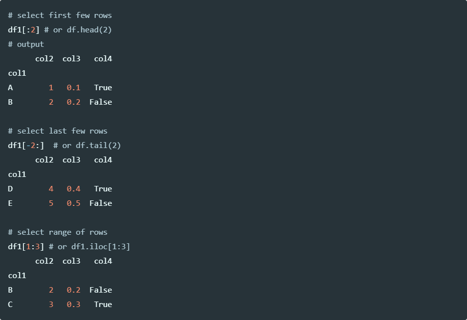 rows selection using operators