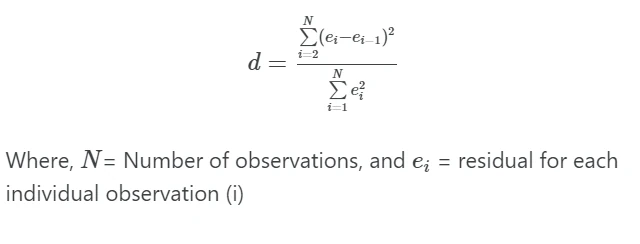 Durbin-Watson test formula