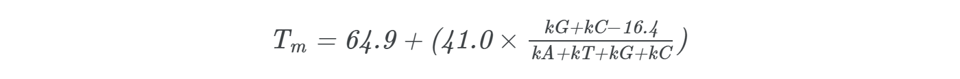 Tm calculation formula for longer sequence