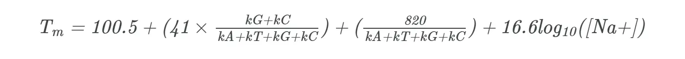 Tm calculation formula for salt adjustment