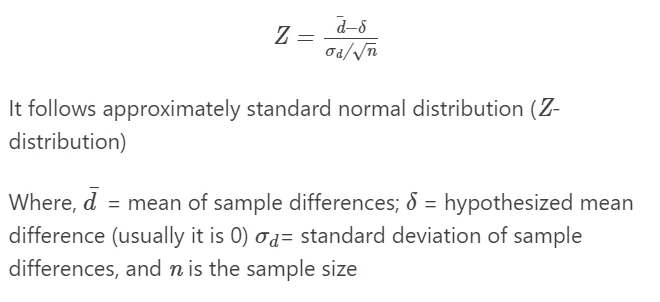 paired Z-test formula